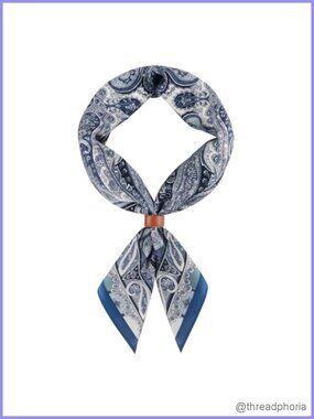 Silk Feeling Square Neck Scarf 27.5in Bandana Paisley Western Wild Rag